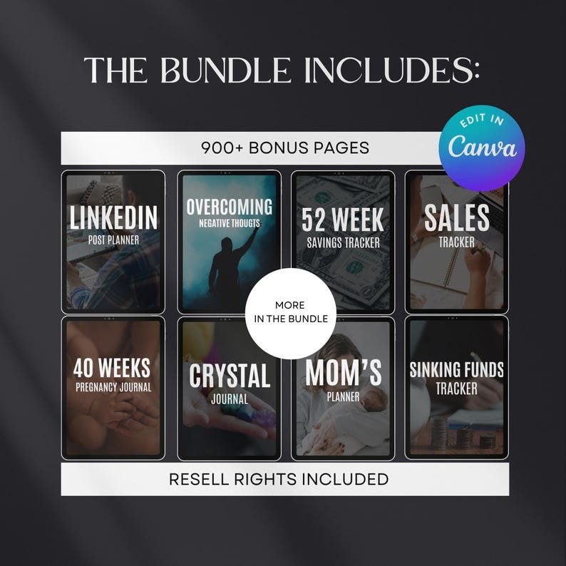 7,500+ Digital Planner Pages Mega Bundle | Editable Canva Templates with PLR & MRR Resell Rights - Image 7
