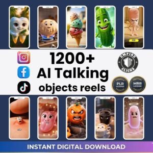 1,200+ AI Talking Object Videos Bundle | Viral Faceless Reels with PLR & MRR Resell Rights for TikTok, Instagram & YouTube