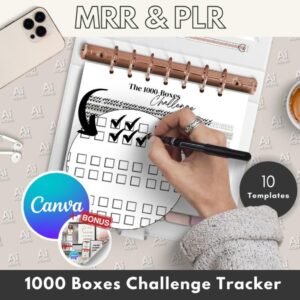 1000 Boxes Challenge Tracker & Goal Progress Printable | Template with PLR & Master Resell Rights