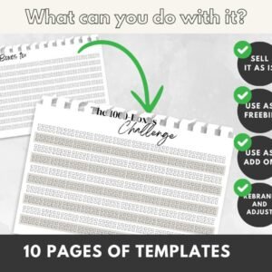 1000 Boxes Challenge Tracker & Goal Progress Printable | Template with PLR & Master Resell Rights