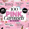 100 Aesthetic Pink Instagram Carousel Templates | Editable Canva Templates with PLR & MRR