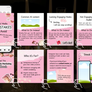 100 Aesthetic Pink Instagram Carousel Templates | Editable Canva Templates with PLR & MRR