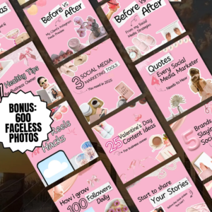 100 Aesthetic Pink Instagram Carousel Templates | Editable Canva Templates with PLR & MRR
